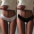 Women s Underpants Lace Hollow Sexy Breathable Solid Color Briefs black S