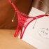 Women s Underpants Lace Low waist  Transparent Pearl Pendant Sexy  Thong Pink free size