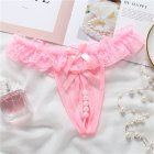 Women s Underpants Lace  Pearl Transparent  Low waist  Sexy  Thong Pink free size