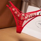 Women s Underpants  Mesh Embroidery Transparent  Sexy Low waist  Thong red