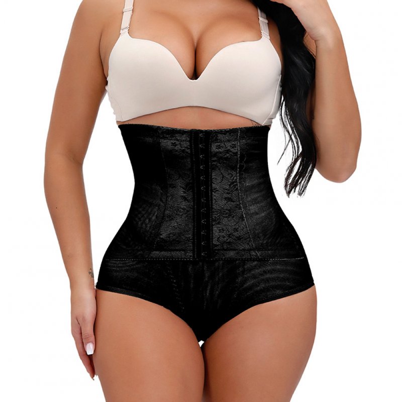 Women's Underpants Polyester Fiber Solid Color Body Shaping High-waist Boxer black_l