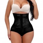 Women s Underpants Polyester Fiber Solid Color Body Shaping High waist Boxer black s