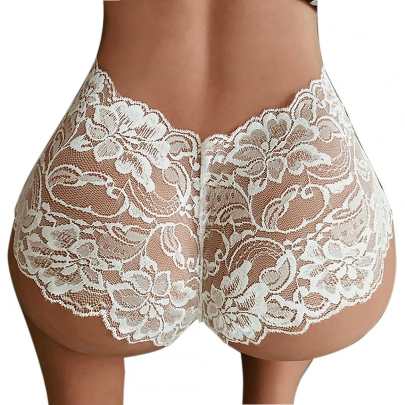 Women's  Underpants Sexy Solid Color Lace Multi-size Boxer Underpants white_3XL