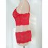 Women s Underwear Suits  Sexy Lace Transparent Sling Bra  Lace Underpants red XL