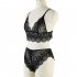 Women s Underwear Suits Sexy Breathable Lace Perspective Bra   Underpants black S