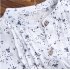 Women s V Neck Floral Print Long Sleeve Casual Blouse Top white XL