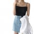Women s Vest Spring Summer Knitted Camisole Slim Solid Color Bottom Vest black free size