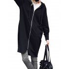 Women's Zip-Front Long Hoodie Jacket with Pockets and Zipper
