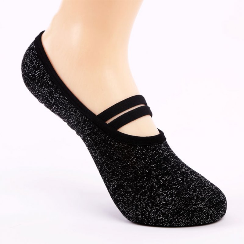 Womens Socks Non Skid Breathable Low Cut Backless Barre Socks for Studio Hospital Yoga Pilates  free size_Black-NY003
