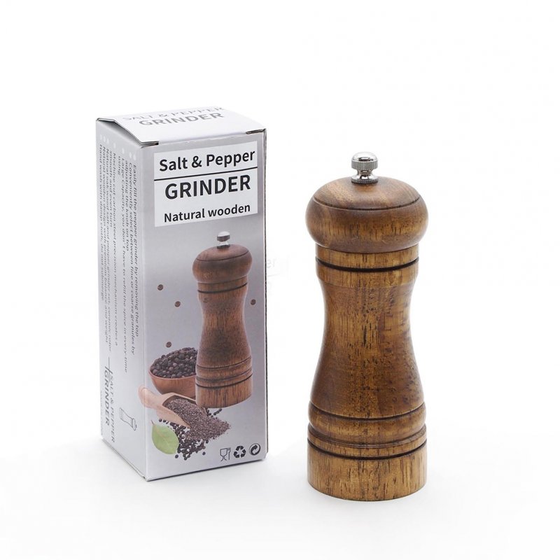 Wood Pepper Mill with Strong Rotating Grinder Kitchen Tools Box Packing 5 inches (boxed)