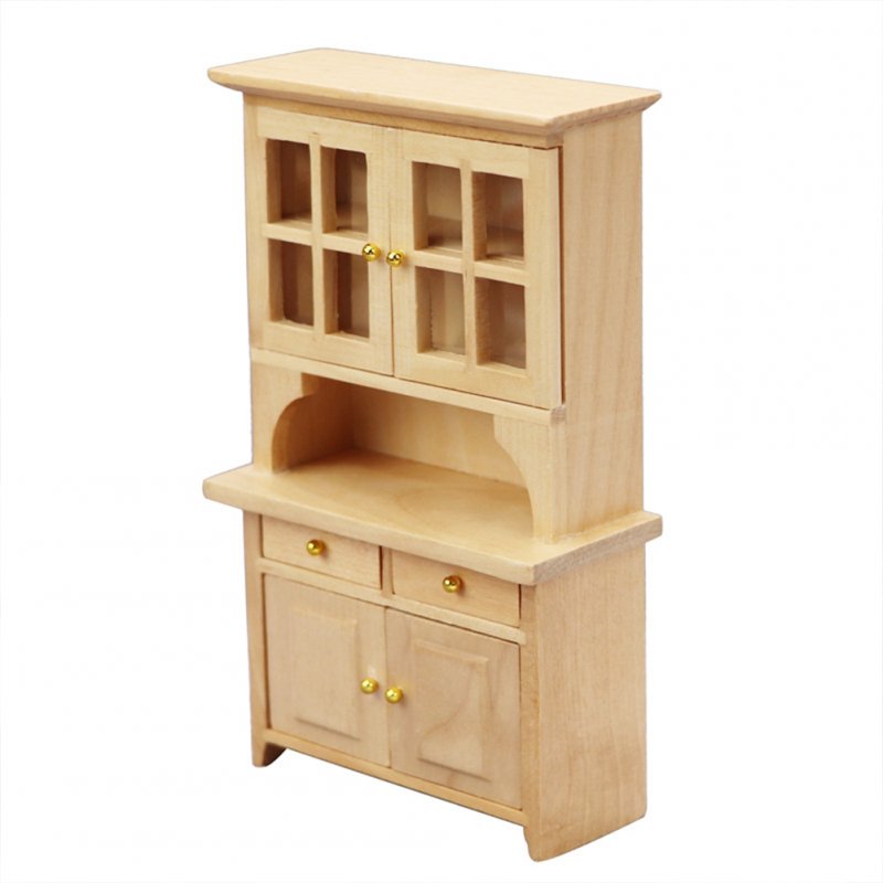 Wooden 1:12  Mini  Doll  House  Vertical  Cabinet Study Room Micro Scene Bookcase Bedroom Furniture Wood color