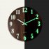 Wooden 12 inch Round Luminous  Wall  Clock Silent Simple Style For Kitchen Bedroom Living Room Study Home Decoration  No Batteries  12 inches