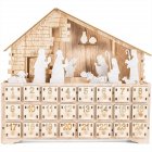 Wooden Christmas Countdown Calendar With LED Light House Shaped 24 Days Until Xmas Wall Calendar For Kids Family Friends Gift