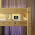 Wooden Digital Alarm Clock LED Light Multifunctional Modern Cube Displays Date Temperature for Home Office Bamboo wood green word