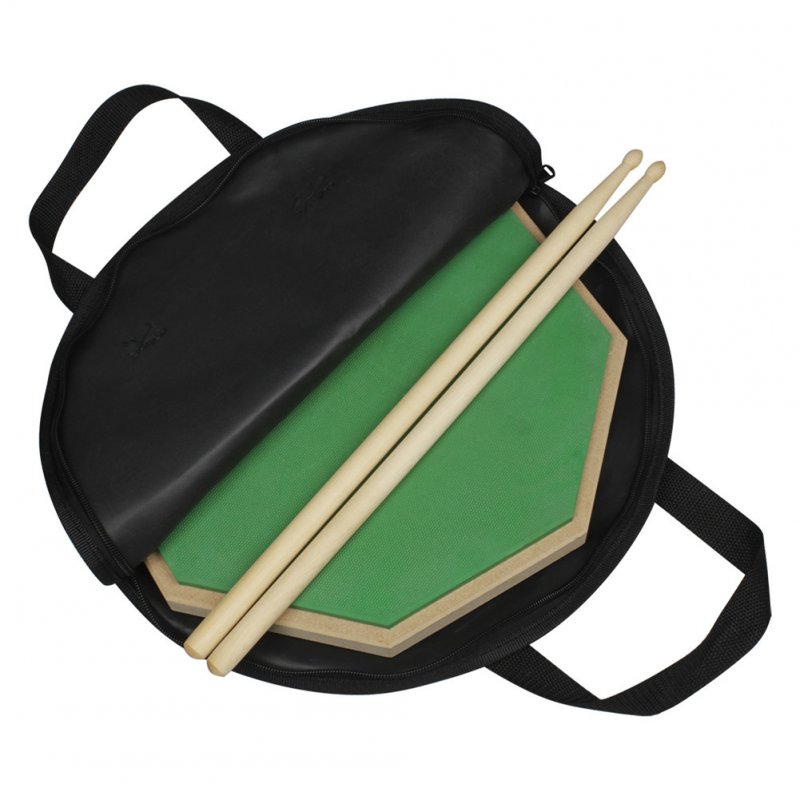 Wooden Dumb Drum Practice Training Drum Pad Set with Dumb Drum Bag Drum Stick green