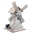 Wooden Electric Windmill House Handmade Material Set Creative Assembled Model
