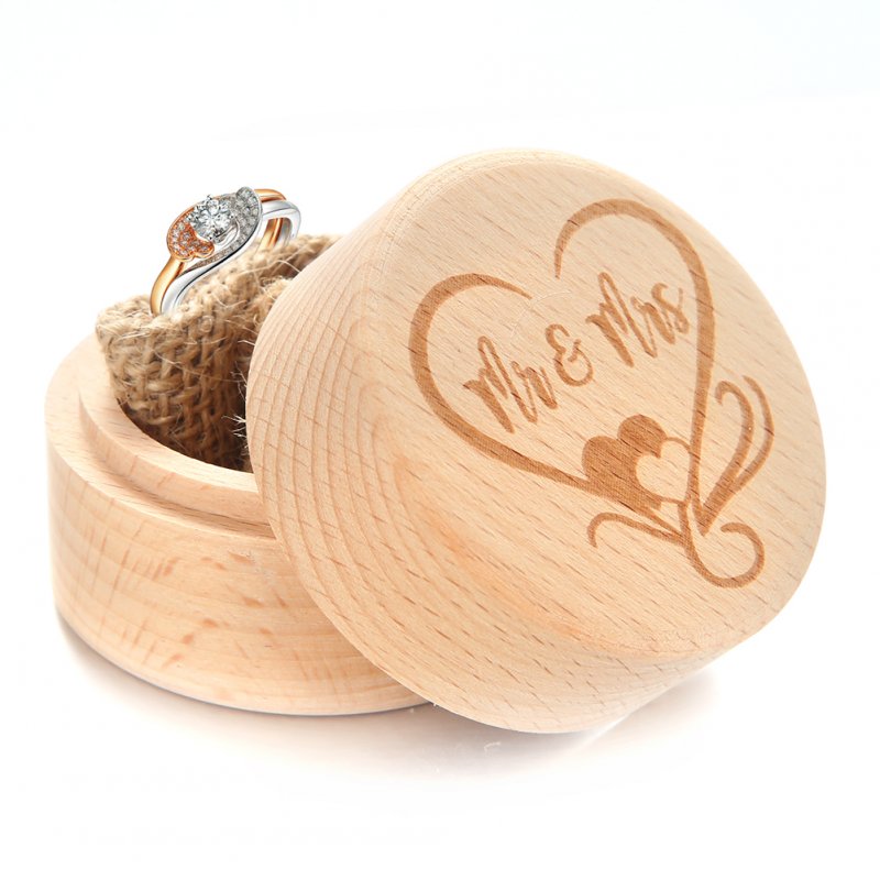Wooden Exquisite Lettering Ring Box for Proposal Wedding Party Prop