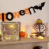 Wooden Hollow Hanging Pendant Pumpkin Haunted House LED Lights 3D Halloween Party Decoration Crafts JM01497