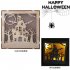 Wooden Hollow Hanging Pendant Pumpkin Haunted House LED Lights 3D Halloween Party Decoration Crafts JM01500