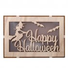 Wooden Hollow Hanging Pendant Pumpkin Haunted House LED Lights 3D Halloween Party Decoration Crafts JM01503