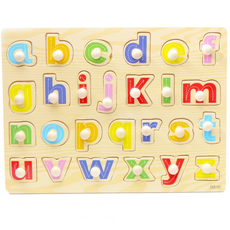 Wooden Jigsaw Puzzle Board Hand Grib Kid Early Educational Toy Hand grab board -081-lower letter puzzle