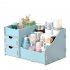 Wooden Makeup Cosmetic Organizer Desktop Storage Box Rack 27 5 17  13 5cm blue