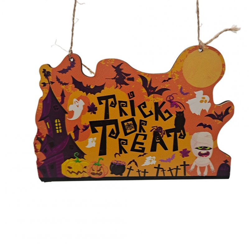 Wooden  Pendant Halloween Pumpkin Skull Spider Bat Party Scene Decorative Ornaments No. 23 20*13.5CM weighs 44 grams