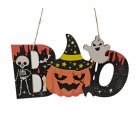 Wooden  Pendant Halloween Pumpkin Skull Spider Bat Party Scene Decorative Ornaments No  25 27 15cm weighs 52 grams