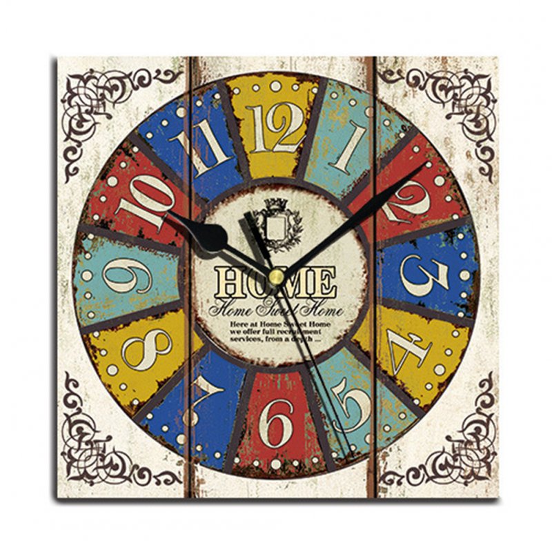 Wooden Square Wall Clocks Silent Non-ticking Battery Powered