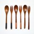 Wooden Tableware Cutlery Set Included Long Handle Spoon Fork Chopsticks With Cloth Bag Travel Gift No Wire wound   Cloth Bag