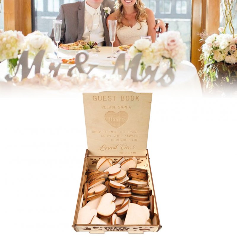 Wooden Wedding Signature Box for Guests Message Leaving Decoration(Not Including Wood Chip) JM01633