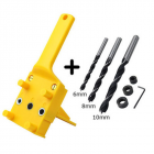 Woodworking  Dowel  Jig  Set Drill Bit Handheld Saw Drills Guide Hole Locator For Carpentry Yellow 8 piece set