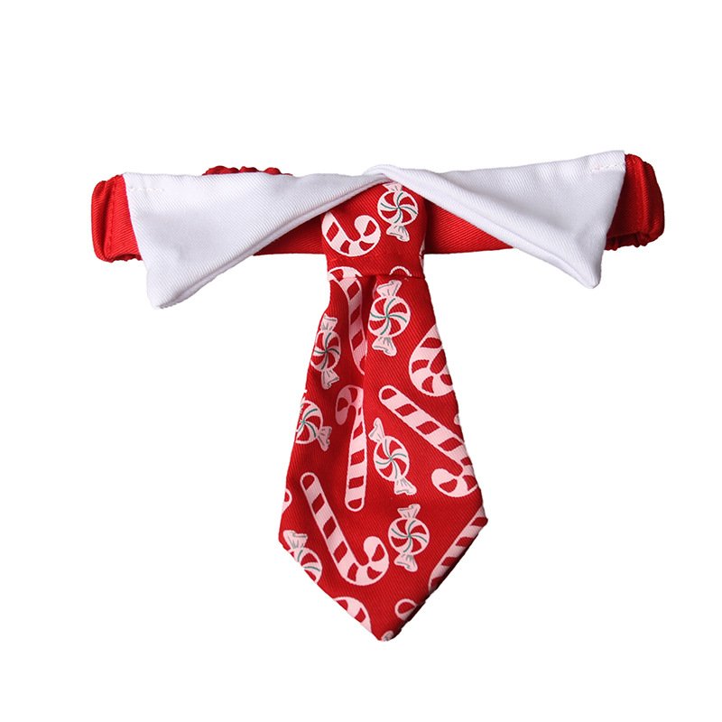 Woven Fabric Candy Printed Cat Dog Festive Lunar New Year Pet Red Tie Red candy_L code tie