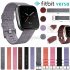 Woven Fabric Strap Wrist Bands with Stainless Metal Clasp for Fitbit Versa  black