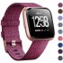Woven Watch Band Compatible with Fitbit Versa Fitbit Versa 2 Fitbit Versa Lite Edition Breathable Fabric Strap for Men Women Smartwatch rose red