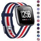 Woven Watch Band Compatible with Fitbit Versa/Fitbit Versa 2/Fitbit Versa Lite Edition Breathable Fabric Strap for Men Women Smartwatch red stripes