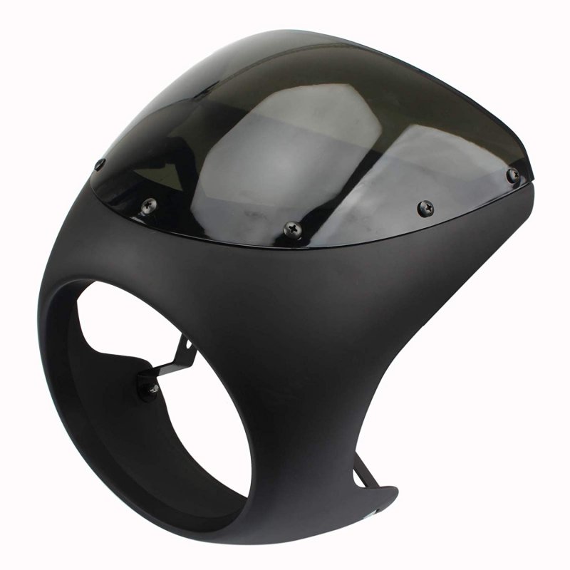 Universal 7" Headlight Handlebar Fairing Windshield Cafe Racer For  Dyna Sportster 1200 883 FLHT Bobber Touring Matte black