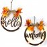 Wreath  Sign Wooden Autumn Harvest Festival Welcome Hello Door Hanging Front Porch Decorations with Lights  Hello