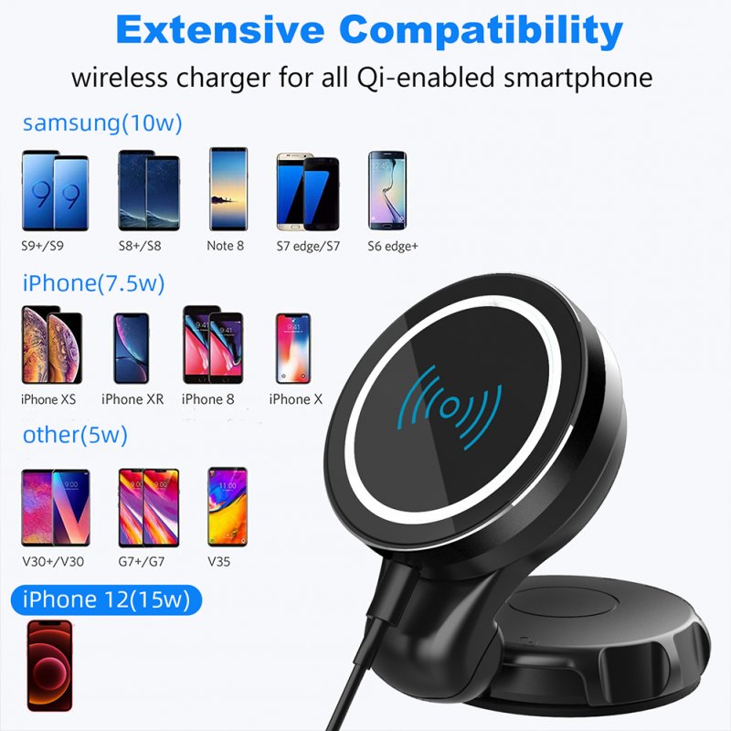 Mini Car Wireless Charger Mobile Phone Bracket Magnetic Suction Charging Holder Stand Navigation Bracket Compatible For Iphone 12 Series 