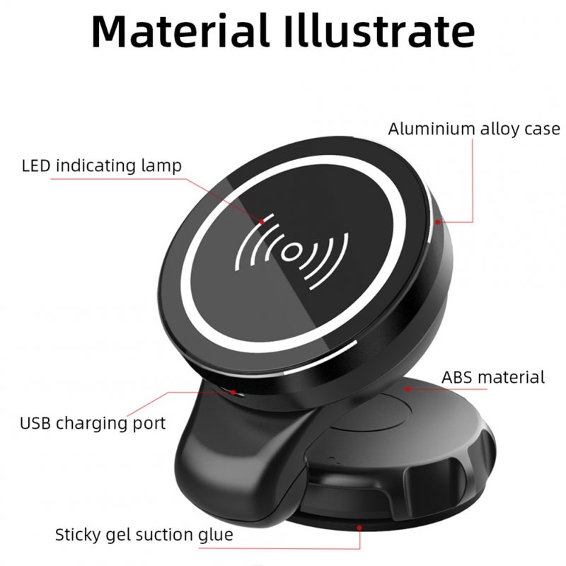 Mini Car Wireless Charger Mobile Phone Bracket Magnetic Suction Charging Holder Stand Navigation Bracket Compatible For Iphone 12 Series 