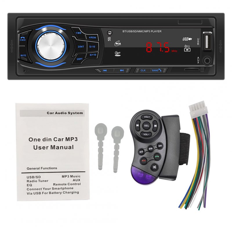 12v Car Multimedia Stereo Bluetooth MP3 Player FM Radio Receiver Steering Wheel 