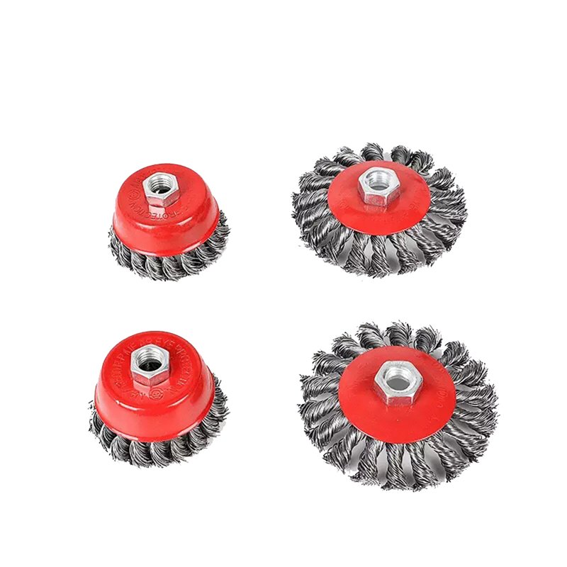 4pcs Knotted Wire Cup Brush for Angle Grinders 8500rmp Bowl Type Twisted