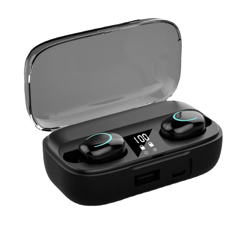 X10 Wireless Earbuds In-Ear Stereo Headphones With Power Display Transparent Charging Case Noise Canceling Earphones black