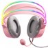 X15pro Head mounted Computer Headset Dynamic Rgb Wired Earphones With Hd Noise Reduction Mic For Chicken eating Game pink