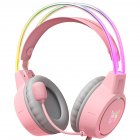 X15pro Head-mounted Computer Headset Dynamic Rgb Wired Earphones With Hd Noise Reduction Mic For Chicken-eating Game pink