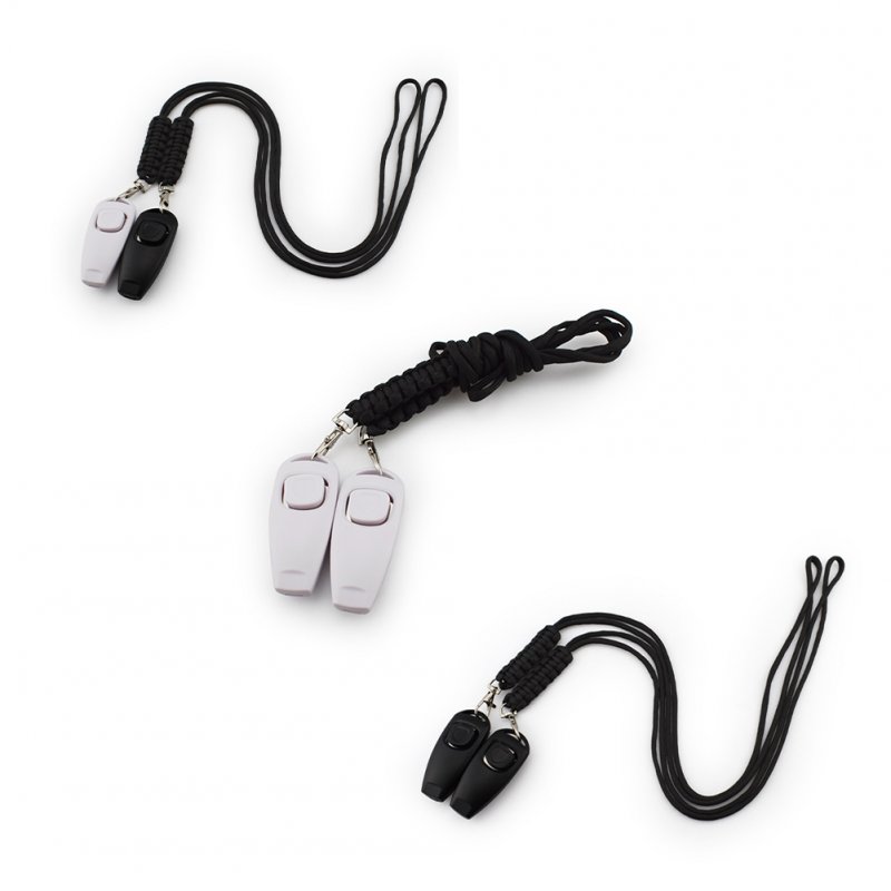 2 in 1 Pet Training Clickers Whistle With Lanyard Professional Dog Training Tools For Cat Puppy Pet Supplies 2-in-1 with lanyard 2 pack black + white