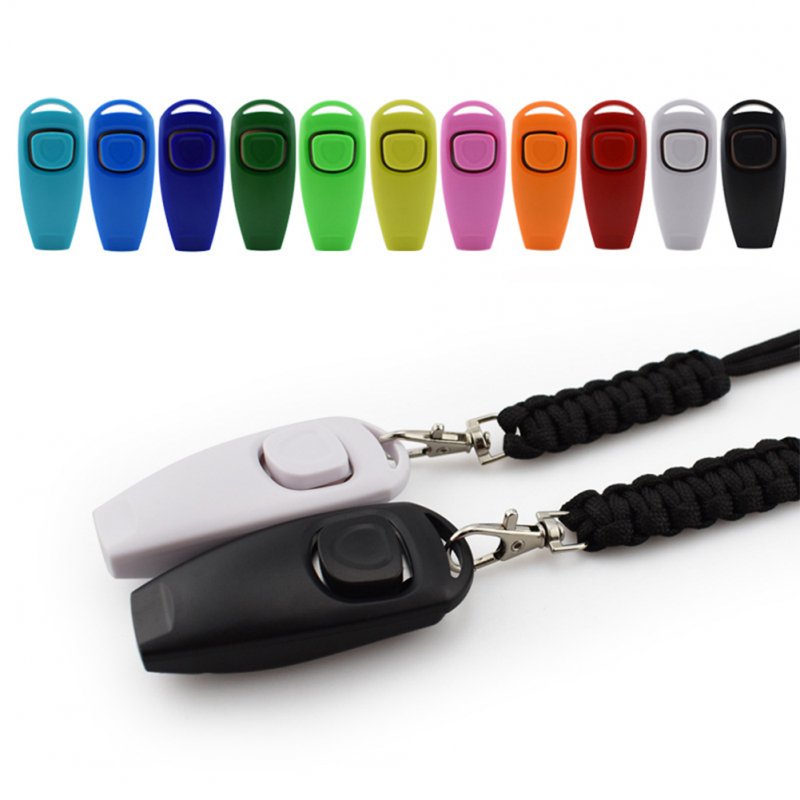 2 in 1 Pet Training Clickers Whistle With Lanyard Professional Dog Training Tools For Cat Puppy Pet Supplies 2-in-1 with lanyard 2 pack black + white