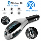 X5 Car Wireless Fm Transmitter Bluetooth-compatible Hands-free Mp3 Player Usb Charging Port Supports U Disk Tf black+silver blue light