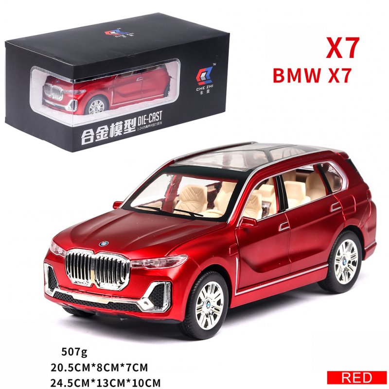 X7 High Simulation 1:24 SUV Sound Light Alloy Car Model Toy for Kids red