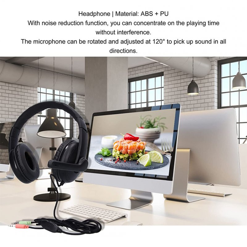 X7 Music Game Headset With Microphone Telescopic Adjustment For Computers With 3.5mm Jack Plug And Play Noise Reduction Earphone black